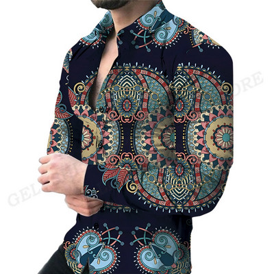 Havajske košulje s europskim uzorkom Košulje s 3d tiskom Muška modna košulja s dugim rukavima Bluza za plažu Bluza za zvanje Muška odjeća