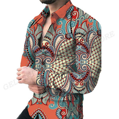 Havajske košulje s europskim uzorkom Košulje s 3d tiskom Muška modna košulja s dugim rukavima Bluza za plažu Bluza za zvanje Muška odjeća