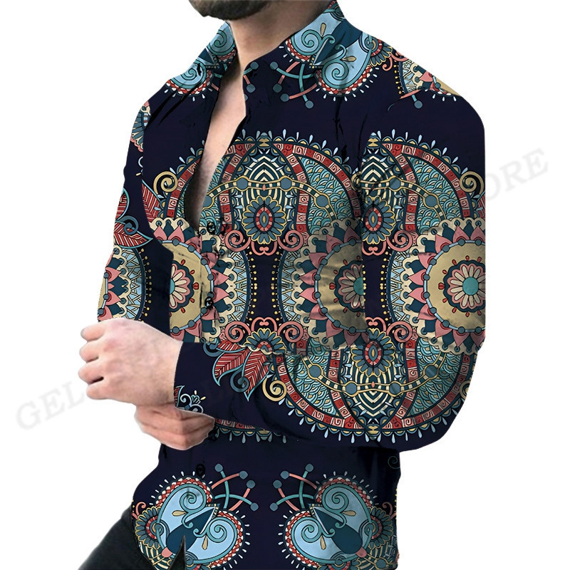 Havajske košulje s europskim uzorkom Košulje s 3d tiskom Muška modna košulja s dugim rukavima Bluza za plažu Bluza za zvanje Muška odjeća
