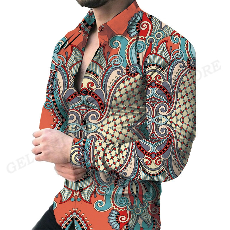 Havajske košulje s europskim uzorkom Košulje s 3d tiskom Muška modna košulja s dugim rukavima Bluza za plažu Bluza za zvanje Muška odjeća