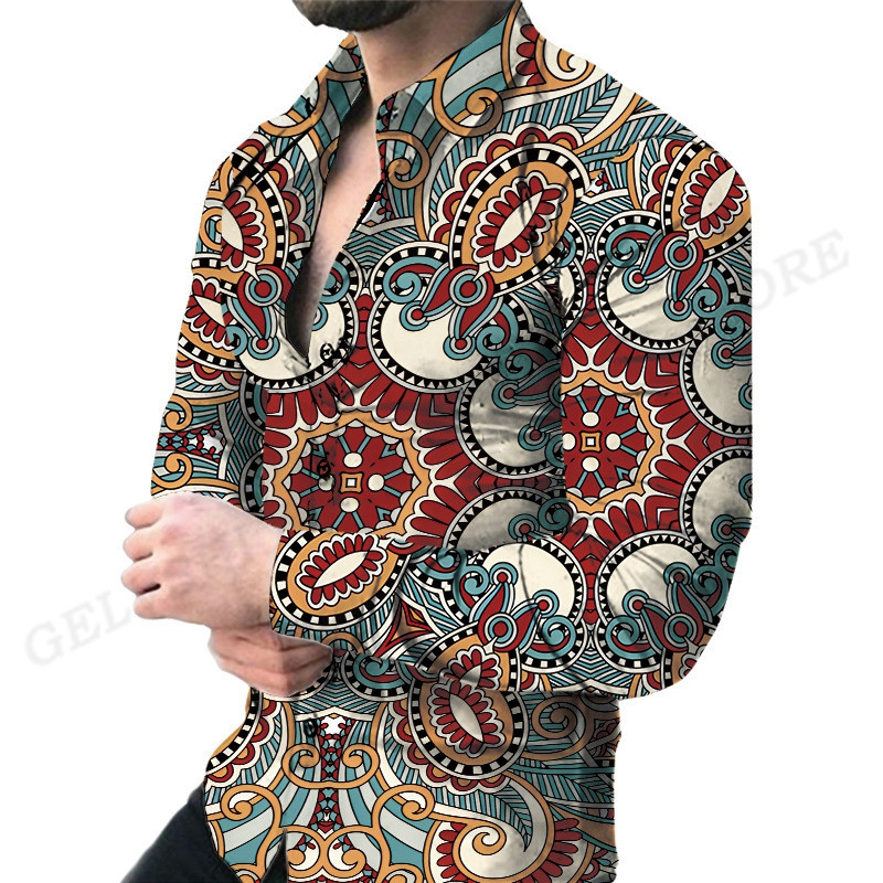 Havajske košulje s europskim uzorkom Košulje s 3d tiskom Muška modna košulja s dugim rukavima Bluza za plažu Bluza za zvanje Muška odjeća