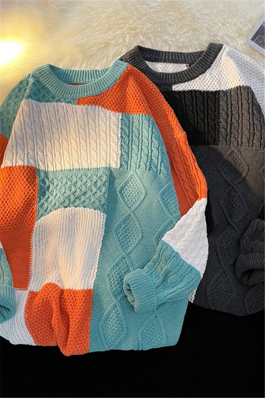 2023. aasta sügisene vabaaja meeste silmkoeline kampsun O-kaelusega Slim Fit kudumid Meeste lapitehnikaga kampsunid Pulloverid Meeste Pull Homme E108