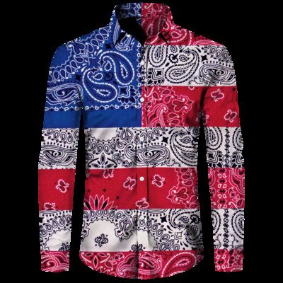 Stiilne meeste särk Paisley india pähkli lilledega 3D-print Alla keeratava kraega nööbiga pikkade varrukatega topid Vintage meeste naiste tänavarõivad riided