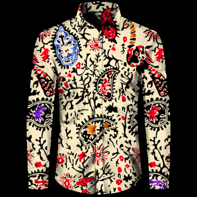 Stiilne meeste särk Paisley india pähkli lilledega 3D-print Alla keeratava kraega nööbiga pikkade varrukatega topid Vintage meeste naiste tänavarõivad riided