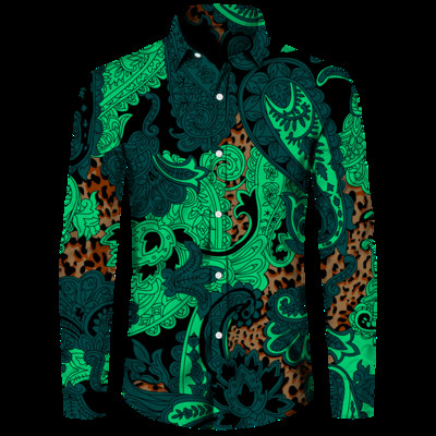 Stiilne meeste särk Paisley india pähkli lilledega 3D-print Alla keeratava kraega nööbiga pikkade varrukatega topid Vintage meeste naiste tänavarõivad riided