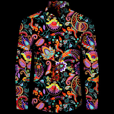 Stiilne meeste särk Paisley india pähkli lilledega 3D-print Alla keeratava kraega nööbiga pikkade varrukatega topid Vintage meeste naiste tänavarõivad riided