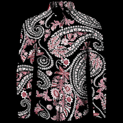 Stiilne meeste särk Paisley india pähkli lilledega 3D-print Alla keeratava kraega nööbiga pikkade varrukatega topid Vintage meeste naiste tänavarõivad riided