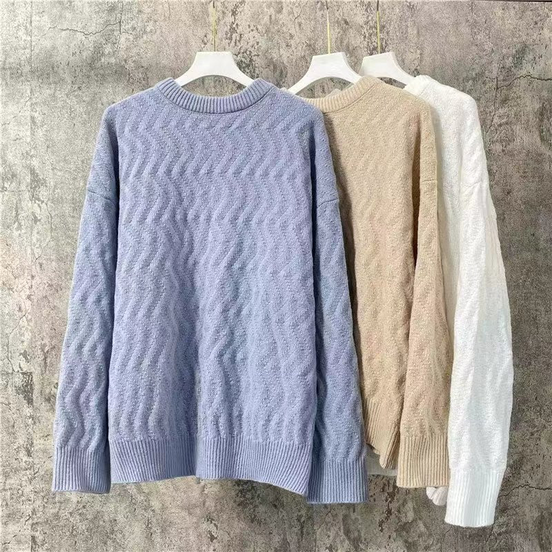 Sügistalvine meeste kootud pikkade varrukatega soe kampsun Kvaliteetne O-kaelusega pulloverid Tugev žakaarkangast Slim Fit särgid Topid Meeste riided