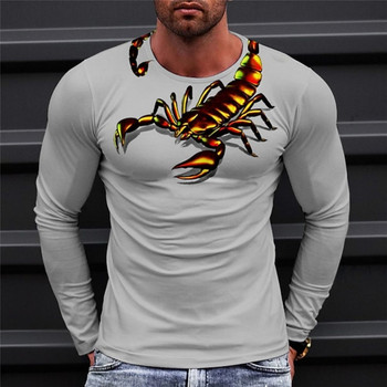 Νέο φθινόπωρο για ανδρικό μπλουζάκι 3D print Scorpion T-shirt Βαμβακερά ρούχα Μακρυμάνικα Streetwear Vintage Μπλουζάκια Ανδρικά ρούχα