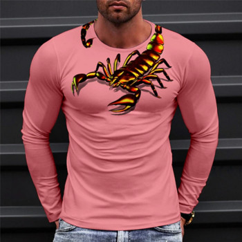 Νέο φθινόπωρο για ανδρικό μπλουζάκι 3D print Scorpion T-shirt Βαμβακερά ρούχα Μακρυμάνικα Streetwear Vintage Μπλουζάκια Ανδρικά ρούχα