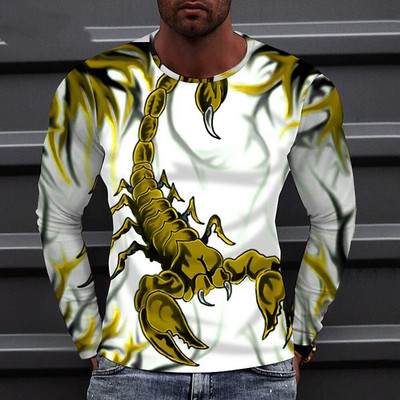Νέο φθινόπωρο για ανδρικό μπλουζάκι 3D print Scorpion T-shirt Βαμβακερά ρούχα Μακρυμάνικα Streetwear Vintage Μπλουζάκια Ανδρικά ρούχα
