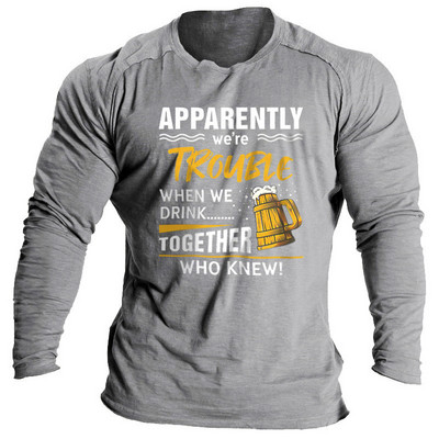 Vintage μπλουζάκια για ανδρικά πουκάμισα 3d γράμματα γραφικά ρούχα Βαμβακερά O λαιμόκοψη μακρυμάνικα μπλουζάκια Streetwear Ανδρικά μπλουζάκια μπλουζάκια