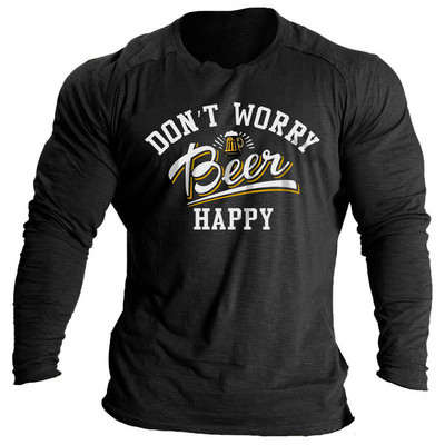 Vintage μπλουζάκια για ανδρικά πουκάμισα 3d γράμματα γραφικά ρούχα Βαμβακερά O λαιμόκοψη μακρυμάνικα μπλουζάκια Streetwear Ανδρικά μπλουζάκια μπλουζάκια