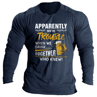 Vintage μπλουζάκια για ανδρικά πουκάμισα 3d γράμματα γραφικά ρούχα Βαμβακερά O λαιμόκοψη μακρυμάνικα μπλουζάκια Streetwear Ανδρικά μπλουζάκια μπλουζάκια