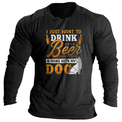 Vintage μπλουζάκια για ανδρικά πουκάμισα 3d γράμματα γραφικά ρούχα Βαμβακερά O λαιμόκοψη μακρυμάνικα μπλουζάκια Streetwear Ανδρικά μπλουζάκια μπλουζάκια