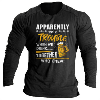 Vintage μπλουζάκια για ανδρικά πουκάμισα 3d γράμματα γραφικά ρούχα Βαμβακερά O λαιμόκοψη μακρυμάνικα μπλουζάκια Streetwear Ανδρικά μπλουζάκια μπλουζάκια