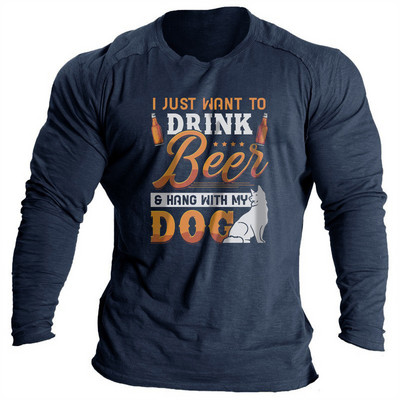 Vintage μπλουζάκια για ανδρικά πουκάμισα 3d γράμματα γραφικά ρούχα Βαμβακερά O λαιμόκοψη μακρυμάνικα μπλουζάκια Streetwear Ανδρικά μπλουζάκια μπλουζάκια