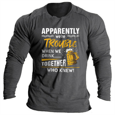 Vintage μπλουζάκια για ανδρικά πουκάμισα 3d γράμματα γραφικά ρούχα Βαμβακερά O λαιμόκοψη μακρυμάνικα μπλουζάκια Streetwear Ανδρικά μπλουζάκια μπλουζάκια