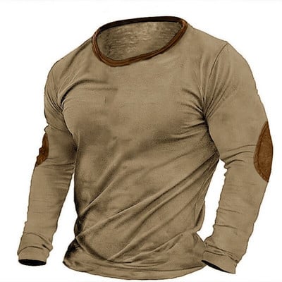 Vintage Colorblock Μπλουζάκια Ανδρικά Μακρυμάνικα Μπλουζάκια Τρισδιάστατα Ρούχα Υπερμεγέθη Streetwear Καθημερινή Casual Ένδυση Ανδρικά μπλουζάκια μπλουζάκια 5xl