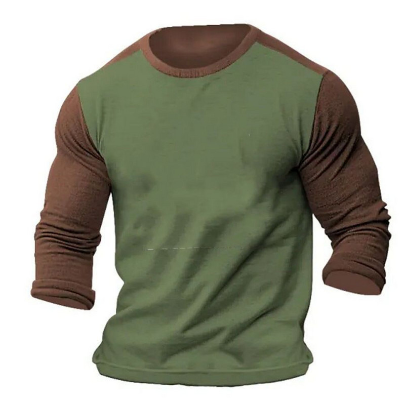 Vintage Colorblock Μπλουζάκια Ανδρικά Μακρυμάνικα Μπλουζάκια Τρισδιάστατα Ρούχα Υπερμεγέθη Streetwear Καθημερινή Casual Ένδυση Ανδρικά μπλουζάκια μπλουζάκια 5xl