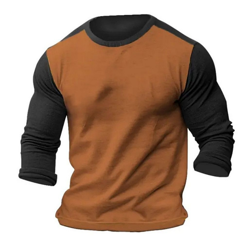 Vintage Colorblock Μπλουζάκια Ανδρικά Μακρυμάνικα Μπλουζάκια Τρισδιάστατα Ρούχα Υπερμεγέθη Streetwear Καθημερινή Casual Ένδυση Ανδρικά μπλουζάκια μπλουζάκια 5xl