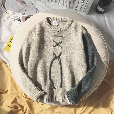 Disain Patchwork Pullovers Mehed Sobivad Kpop Stiilsed Ins Õpilased Harajuku Tänavarõivad Kampsun Rõivad Kudumid Talvise Soojad Ins