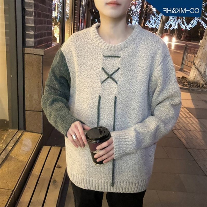 Disain Patchwork Pullovers Mehed Sobivad Kpop Stiilsed Ins Õpilased Harajuku Tänavarõivad Kampsun Rõivad Kudumid Talvise Soojad Ins