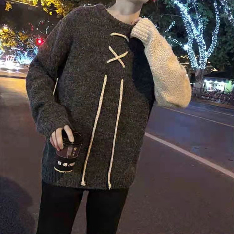 Disain Patchwork Pullovers Mehed Sobivad Kpop Stiilsed Ins Õpilased Harajuku Tänavarõivad Kampsun Rõivad Kudumid Talvise Soojad Ins