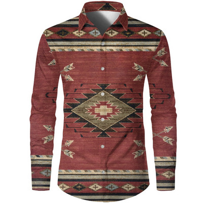 Vintage Πουκάμισα Ανδρικά Μόδα Πουκάμισα Μακρυμάνικα Χαβάης Πουκάμισα Κούβα Μπλούζα Παραλία Ανδρικά Ρούχα Λεοπάρ Camisa Μονόστηθος