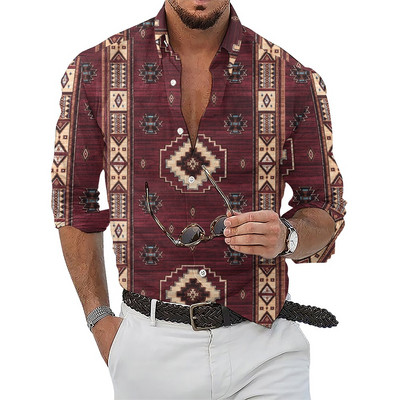 Vintage Πουκάμισα Ανδρικά Μόδα Πουκάμισα Μακρυμάνικα Χαβάης Πουκάμισα Κούβα Μπλούζα Παραλία Ανδρικά Ρούχα Λεοπάρ Camisa Μονόστηθος