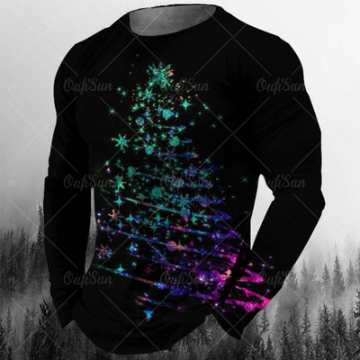 Nova muška božićna majica Pamučna božićna jelka Grafička odjeća O izrez Prevelika odjeća Majica kratkih rukava europske veličine Muška majica majica