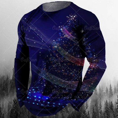 Nova muška božićna majica Pamučna božićna jelka Grafička odjeća O izrez Prevelika odjeća Majica kratkih rukava europske veličine Muška majica majica