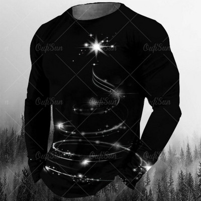 Nova muška božićna majica Pamučna božićna jelka Grafička odjeća O izrez Prevelika odjeća Majica kratkih rukava europske veličine Muška majica majica