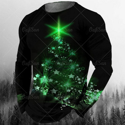 Nova muška božićna majica Pamučna božićna jelka Grafička odjeća O izrez Prevelika odjeća Majica kratkih rukava europske veličine Muška majica majica