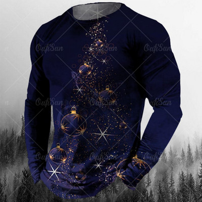 Nova muška božićna majica Pamučna božićna jelka Grafička odjeća O izrez Prevelika odjeća Majica kratkih rukava europske veličine Muška majica majica