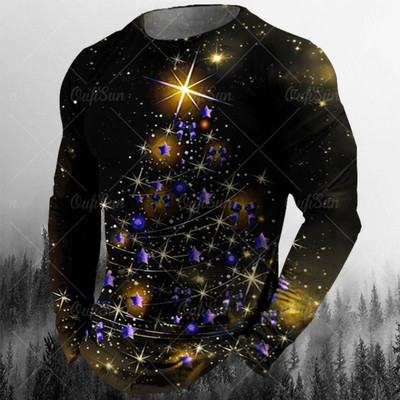 Nova muška božićna majica Pamučna božićna jelka Grafička odjeća O izrez Prevelika odjeća Majica kratkih rukava europske veličine Muška majica majica