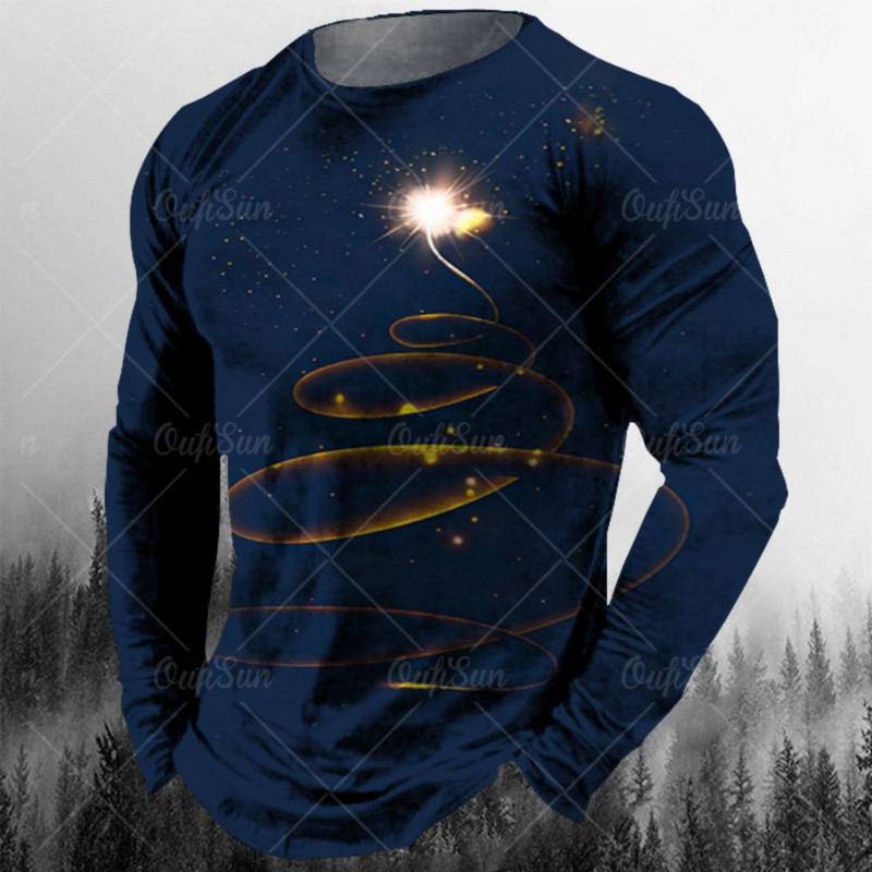 Nova muška božićna majica Pamučna božićna jelka Grafička odjeća O izrez Prevelika odjeća Majica kratkih rukava europske veličine Muška majica majica