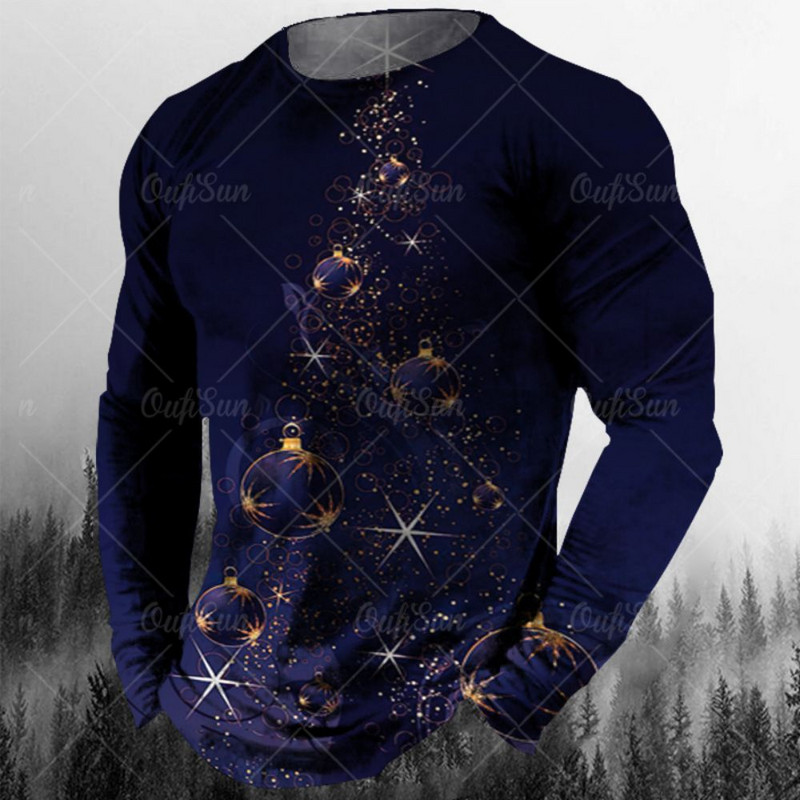 Nova muška božićna majica Pamučna božićna jelka Grafička odjeća O izrez Prevelika odjeća Majica kratkih rukava europske veličine Muška majica majica