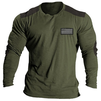 Νέο αμερικάνικο μπλουζάκι για ανδρικά μακρυμάνικα μπλουζάκια casual υπερμεγέθη πουλόβερ με λαιμόκοψη αμερικανικής σημαίας γραφικά φθινοπωρινά ανδρικά μπλουζάκια