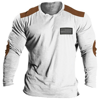 Νέο αμερικάνικο μπλουζάκι για ανδρικά μακρυμάνικα μπλουζάκια casual υπερμεγέθη πουλόβερ με λαιμόκοψη αμερικανικής σημαίας γραφικά φθινοπωρινά ανδρικά μπλουζάκια