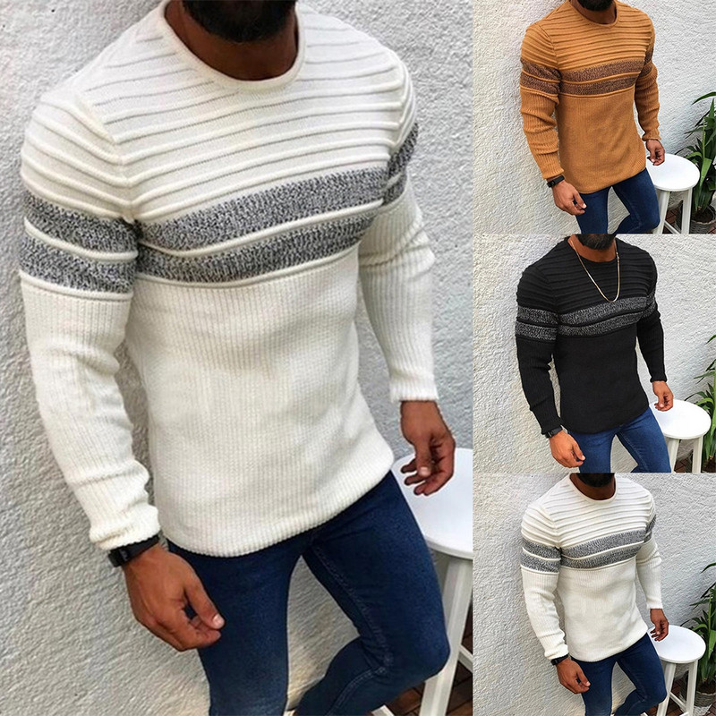 Meeste soe sügistalvine soe kampsun O-kaelusega lapiline pikkade varrukatega kampsun, kootud kampsun, kaelusega topid õhukesed meeste kampsunid