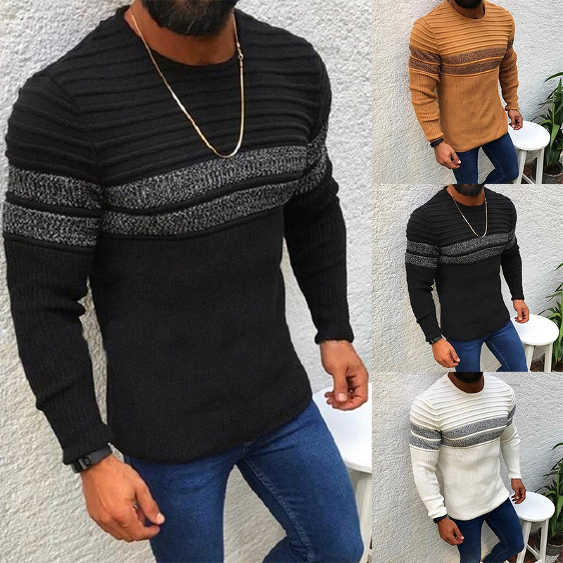 Meeste soe sügistalvine soe kampsun O-kaelusega lapiline pikkade varrukatega kampsun, kootud kampsun, kaelusega topid õhukesed meeste kampsunid