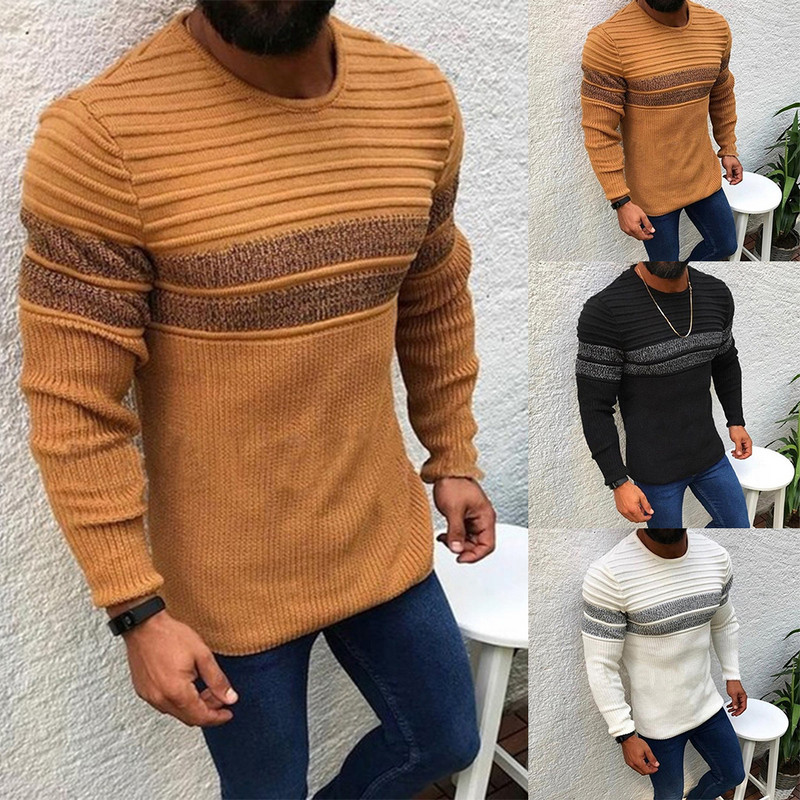 Meeste soe sügistalvine soe kampsun O-kaelusega lapiline pikkade varrukatega kampsun, kootud kampsun, kaelusega topid õhukesed meeste kampsunid