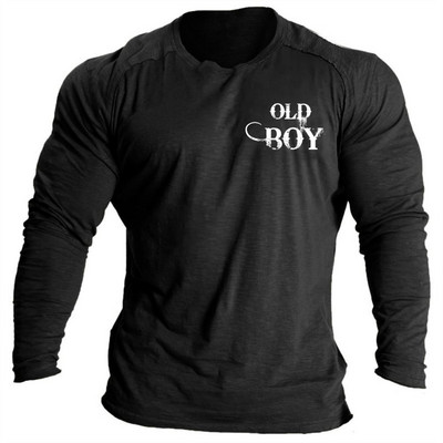 Βαμβακερό vintage ανδρικό μπλουζάκι μακρυμάνικο γράμμα με γραφικά τοπ γραφικό μπλουζάκι φθινοπωρινό casual oversized ρούχα για ανδρικό μπλουζάκι