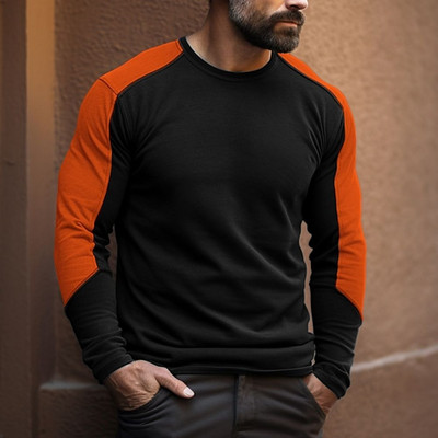 Uus puuvillane triibuline T-särk meestele pikkade varrukatega topsid O-kaelusega pullover Suuremõõtmelised sügisriided Sport vabaaja meeste särgi särgid 2023