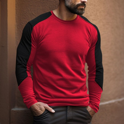 Uus puuvillane triibuline T-särk meestele pikkade varrukatega topsid O-kaelusega pullover Suuremõõtmelised sügisriided Sport vabaaja meeste särgi särgid 2023