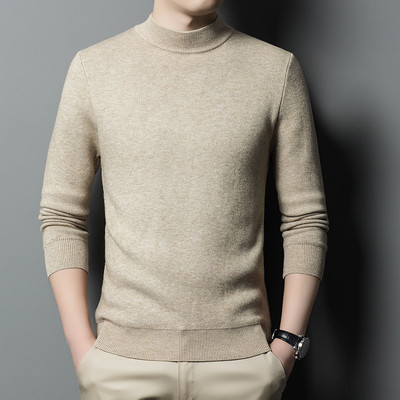 Φθινοπωρινό και Χειμώνα μονόχρωμο πουλόβερ με μονόχρωμη λεπτή εφαρμογή Unisex πουκάμισο με ζεστό κάτω μέρος Απλό πλεκτό πουλόβερ με μισό λαιμό