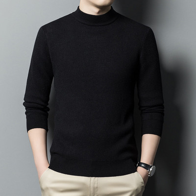 Φθινοπωρινό και Χειμώνα μονόχρωμο πουλόβερ με μονόχρωμη λεπτή εφαρμογή Unisex πουκάμισο με ζεστό κάτω μέρος Απλό πλεκτό πουλόβερ με μισό λαιμό