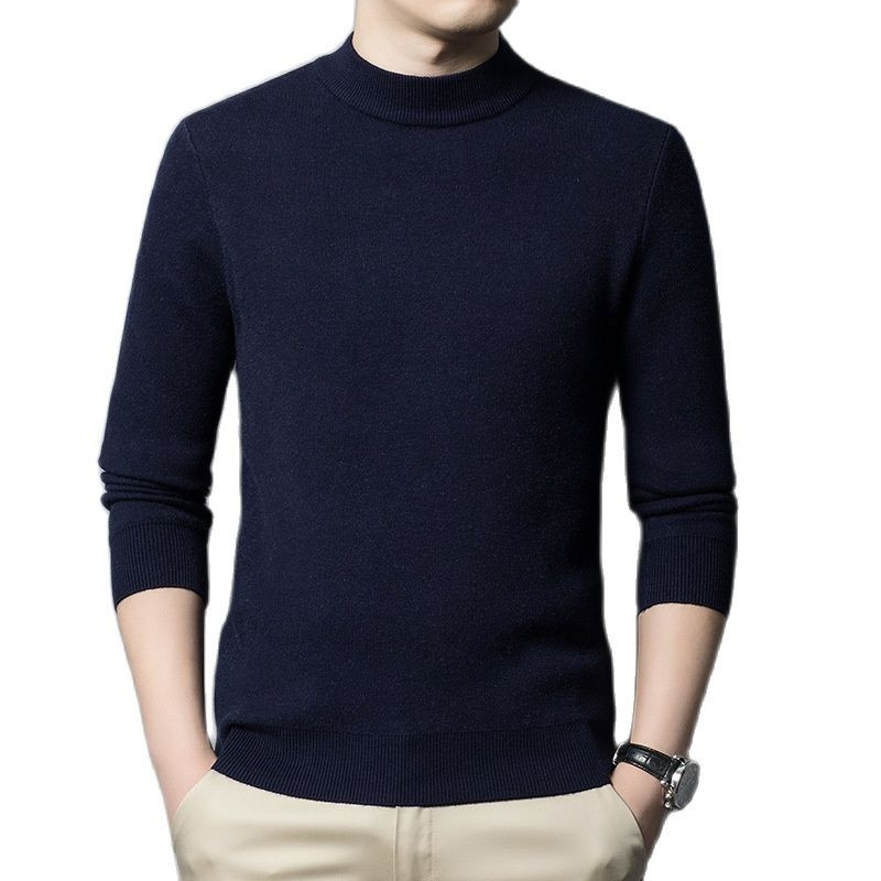 Φθινοπωρινό και Χειμώνα μονόχρωμο πουλόβερ με μονόχρωμη λεπτή εφαρμογή Unisex πουκάμισο με ζεστό κάτω μέρος Απλό πλεκτό πουλόβερ με μισό λαιμό