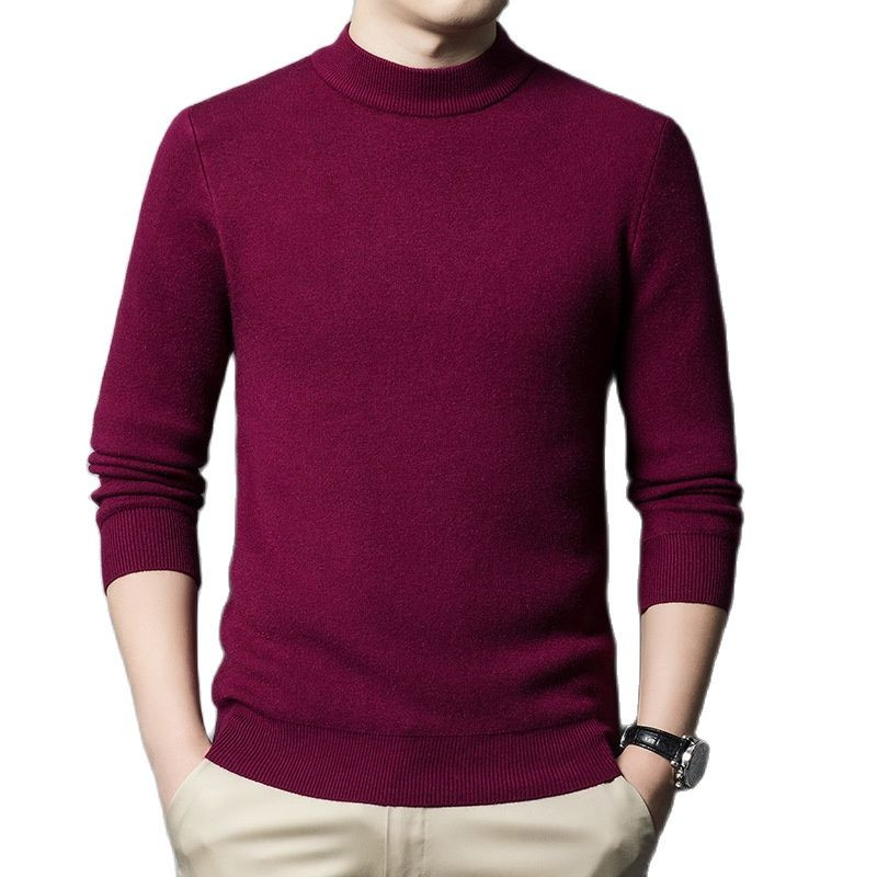 Φθινοπωρινό και Χειμώνα μονόχρωμο πουλόβερ με μονόχρωμη λεπτή εφαρμογή Unisex πουκάμισο με ζεστό κάτω μέρος Απλό πλεκτό πουλόβερ με μισό λαιμό